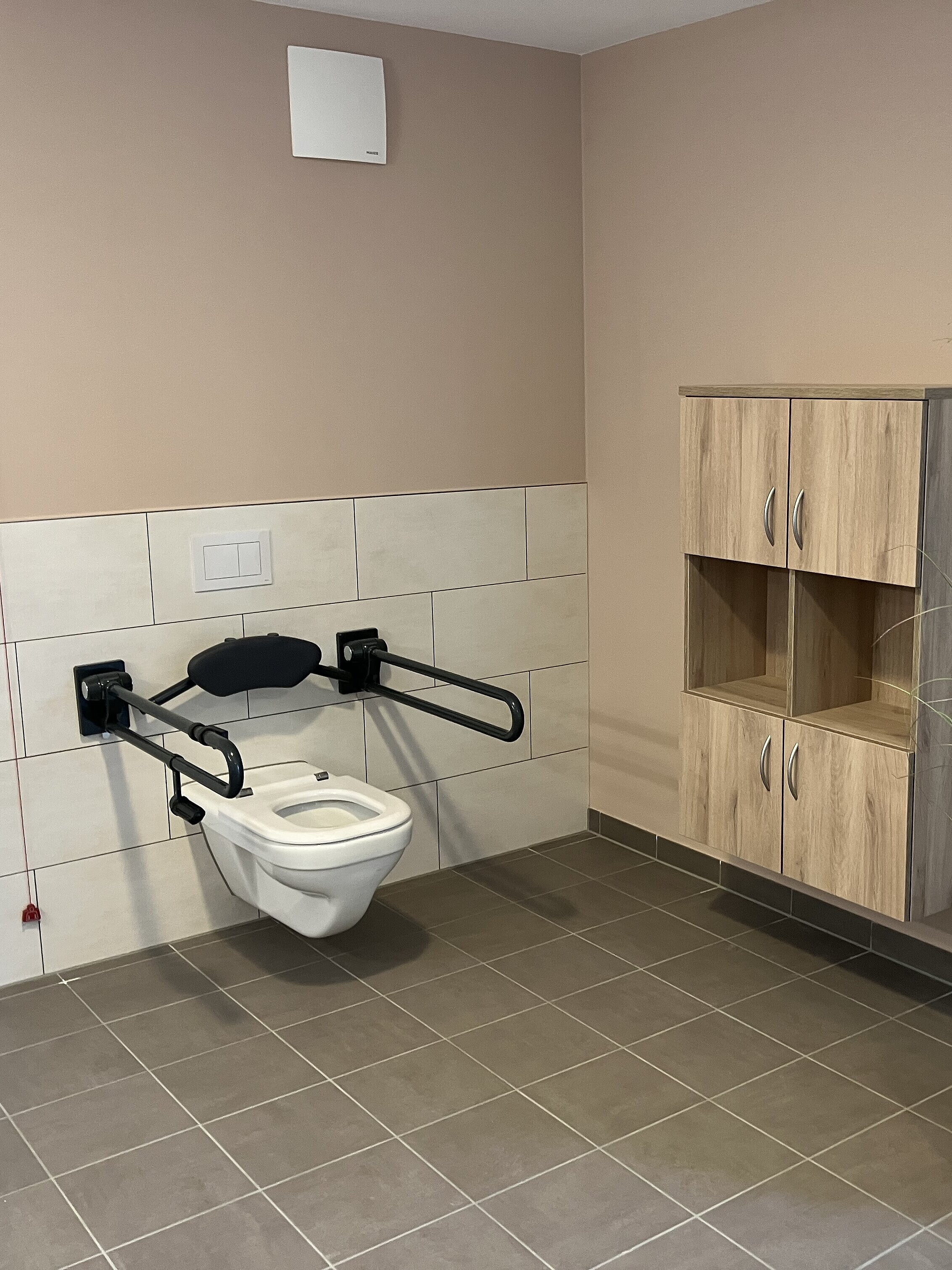 Stützklappgriff XSK am WC in anthrazitgrau von der Marke Erlau im Seniorenheim Lipperode