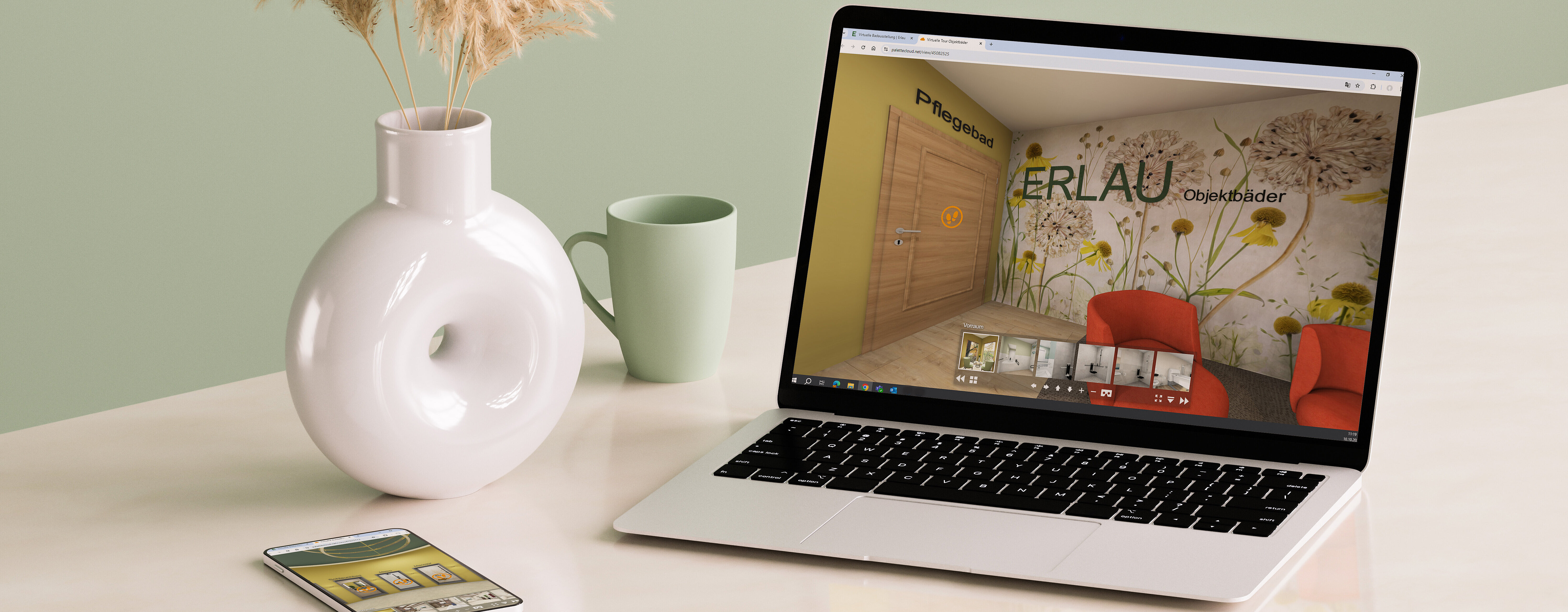 Virtuelle Badausstellung der Marke Erlau für Desktop und Mobile