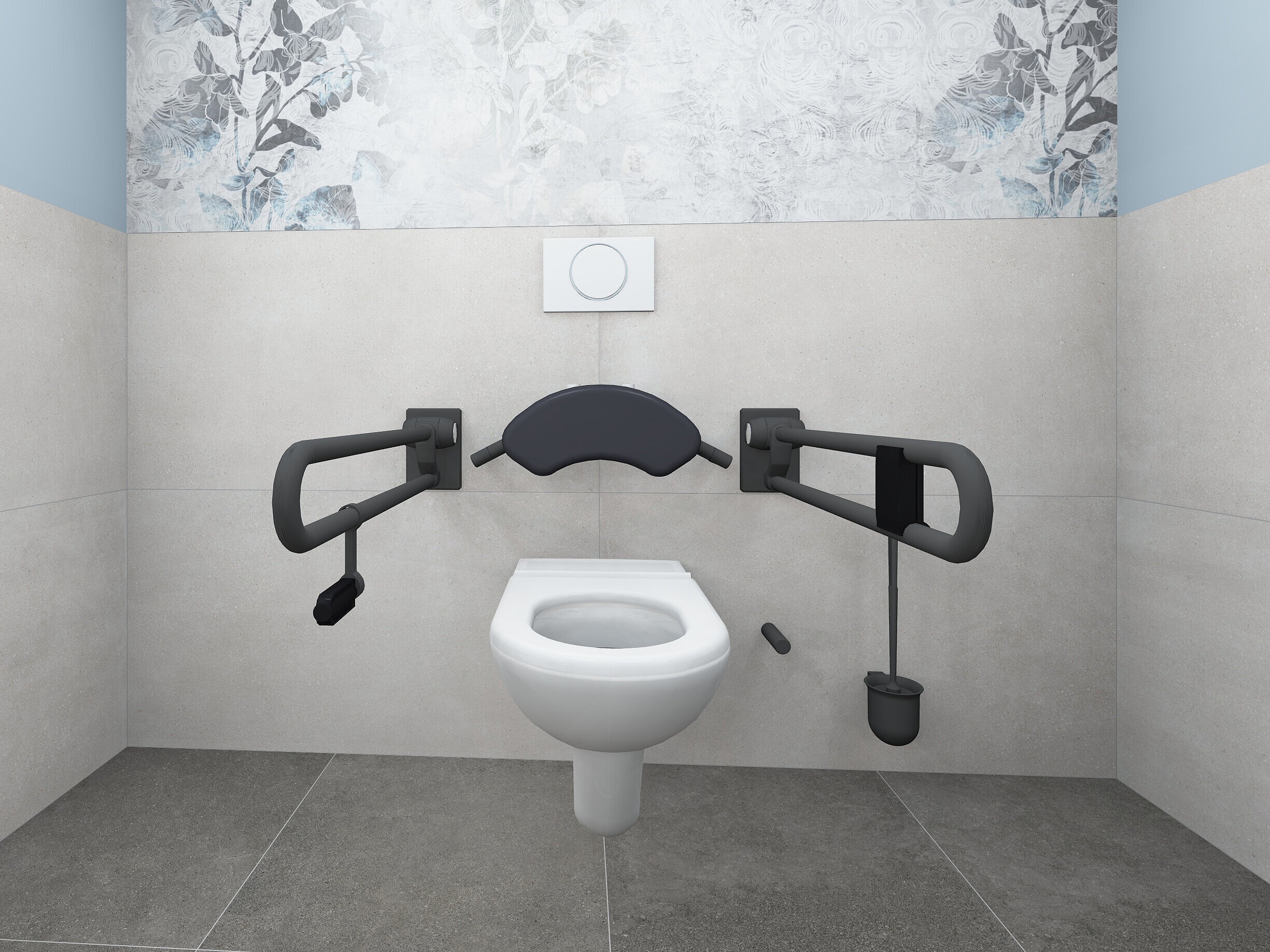 Behinderten WC Bereich nach DIN 18040 mit Produkten der Marke ERLAU