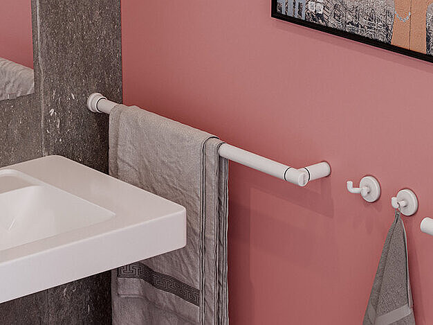 Erlau corner-mounted grab rail in white – the ideal aid for a corner washbasin
