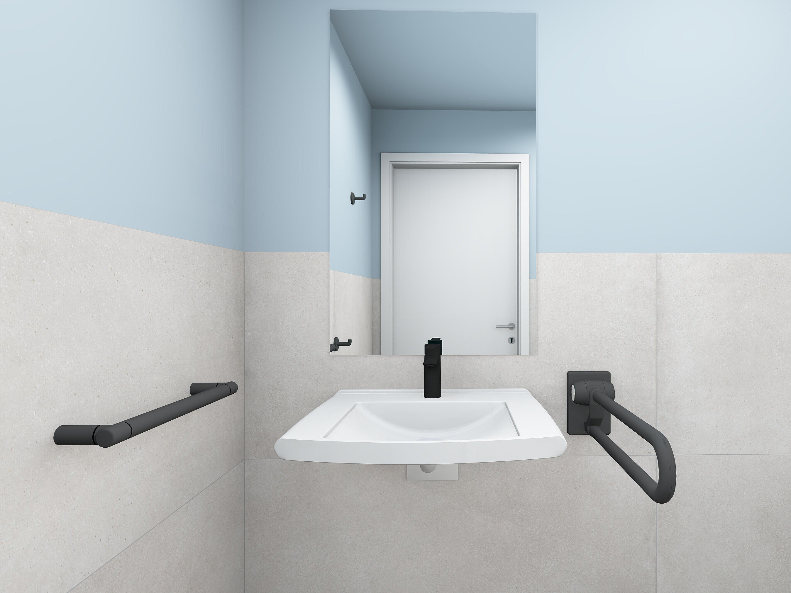 Behinderten WC Waschtisch nach DIN 18040 mit Produkten der Marke ERLAU
