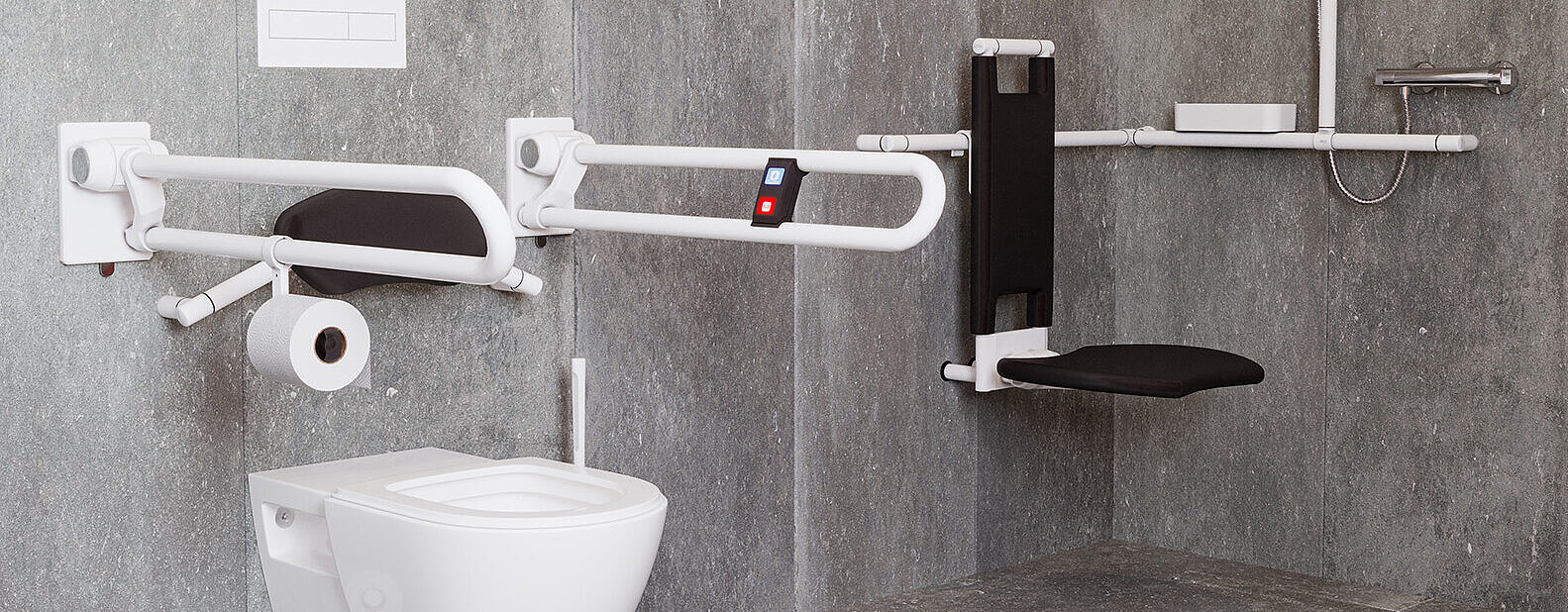 Behindertengerechtes WC für den industriellen Bereich mit Produkten der Marke Erlau