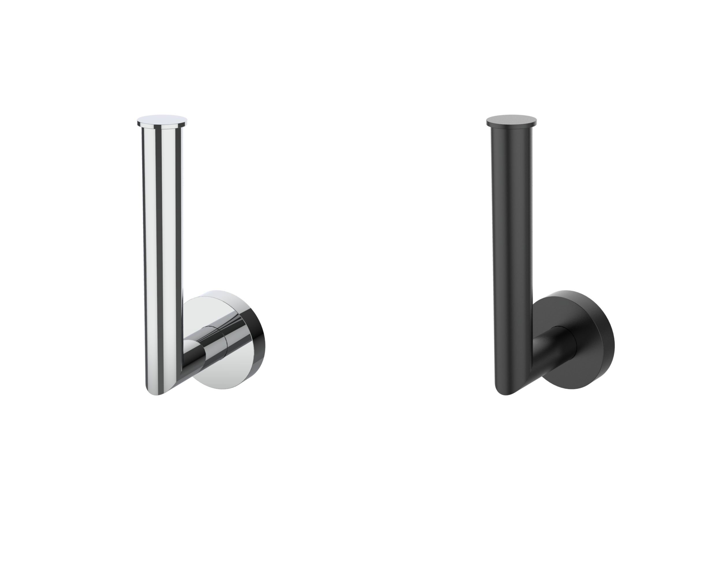 Circle Line replacement roll holders, available in chrome and matt black finishes, from Erlau