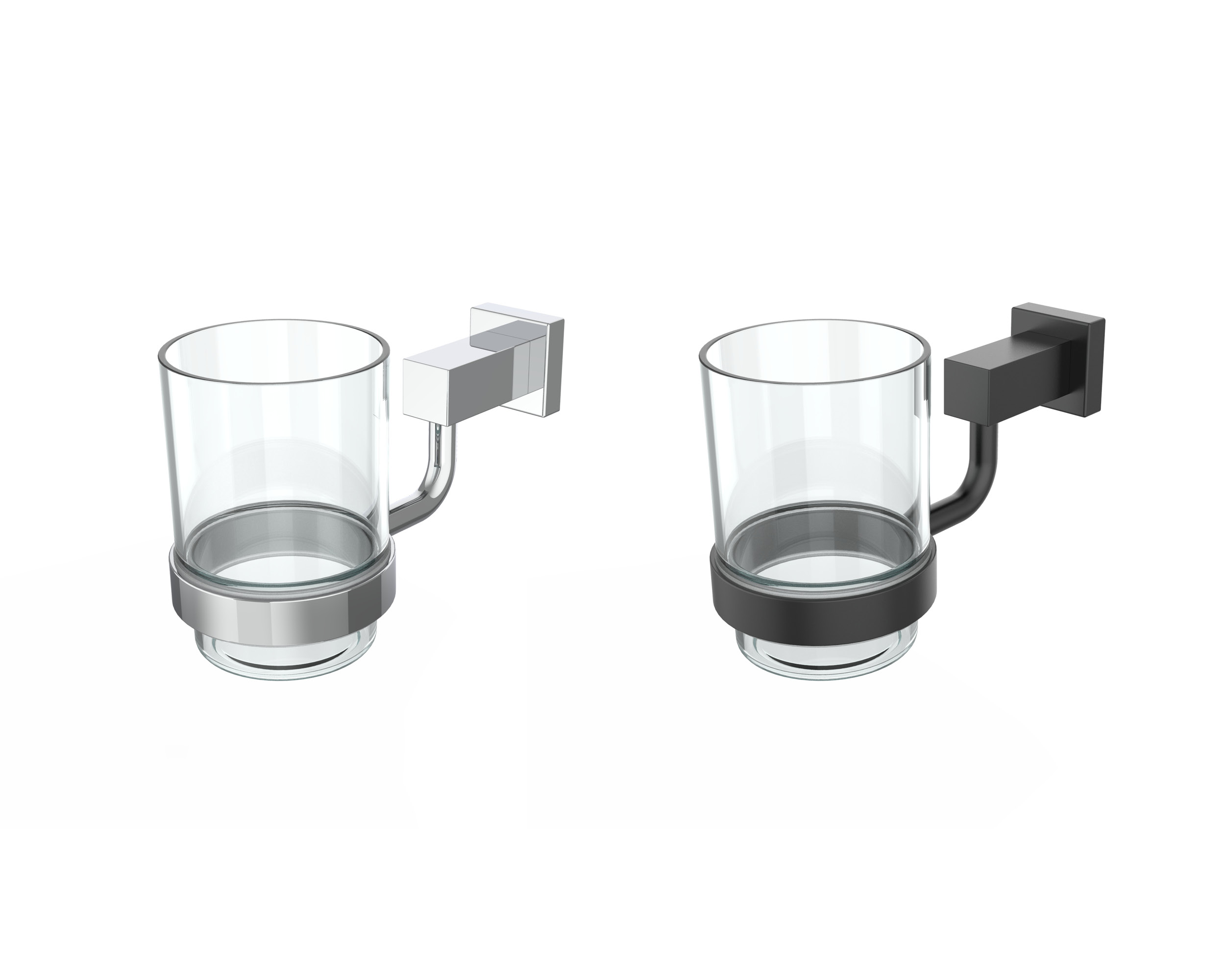 Glashalter Cube Line in den Ausführungen Chrom und schwarzmatt der Marke Erlau