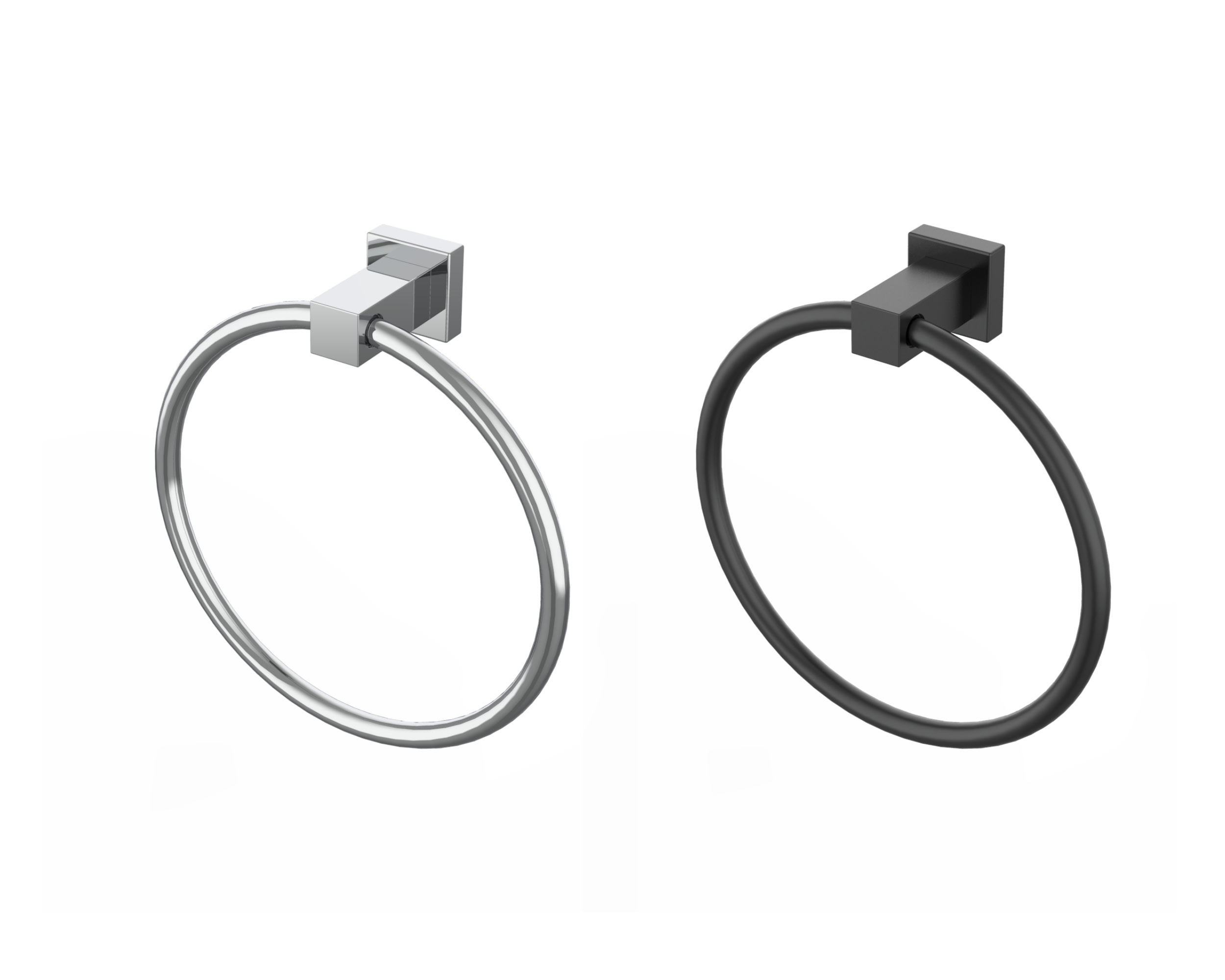 Handtuchhalterring Cube Line in den Ausführungen Chrom und schwarzmatt der Marke Erlau