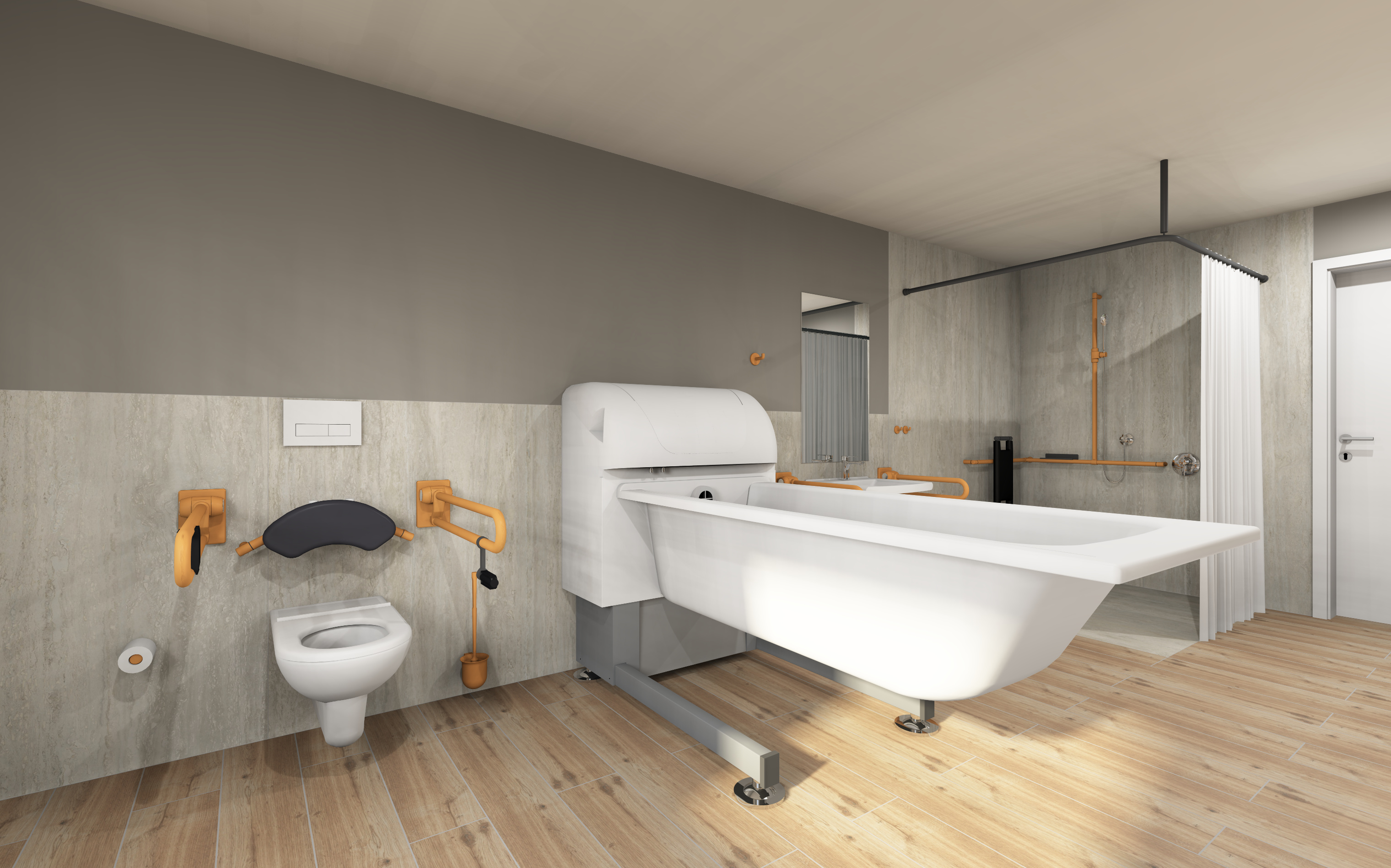 Proposed fittings for an Erlau-brand care bathroom