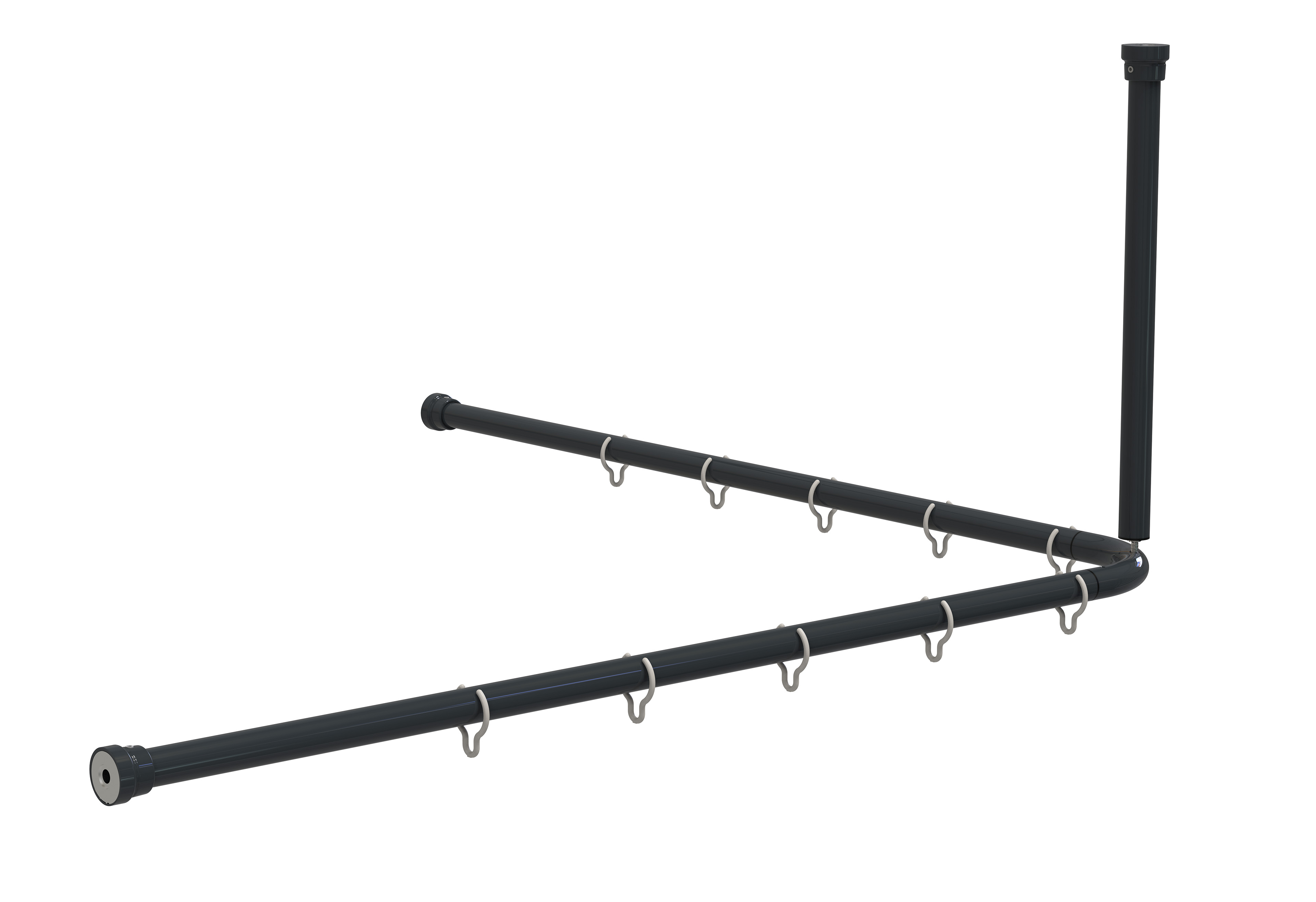 Erlau DVS-L shower curtain rail in anthracite grey 