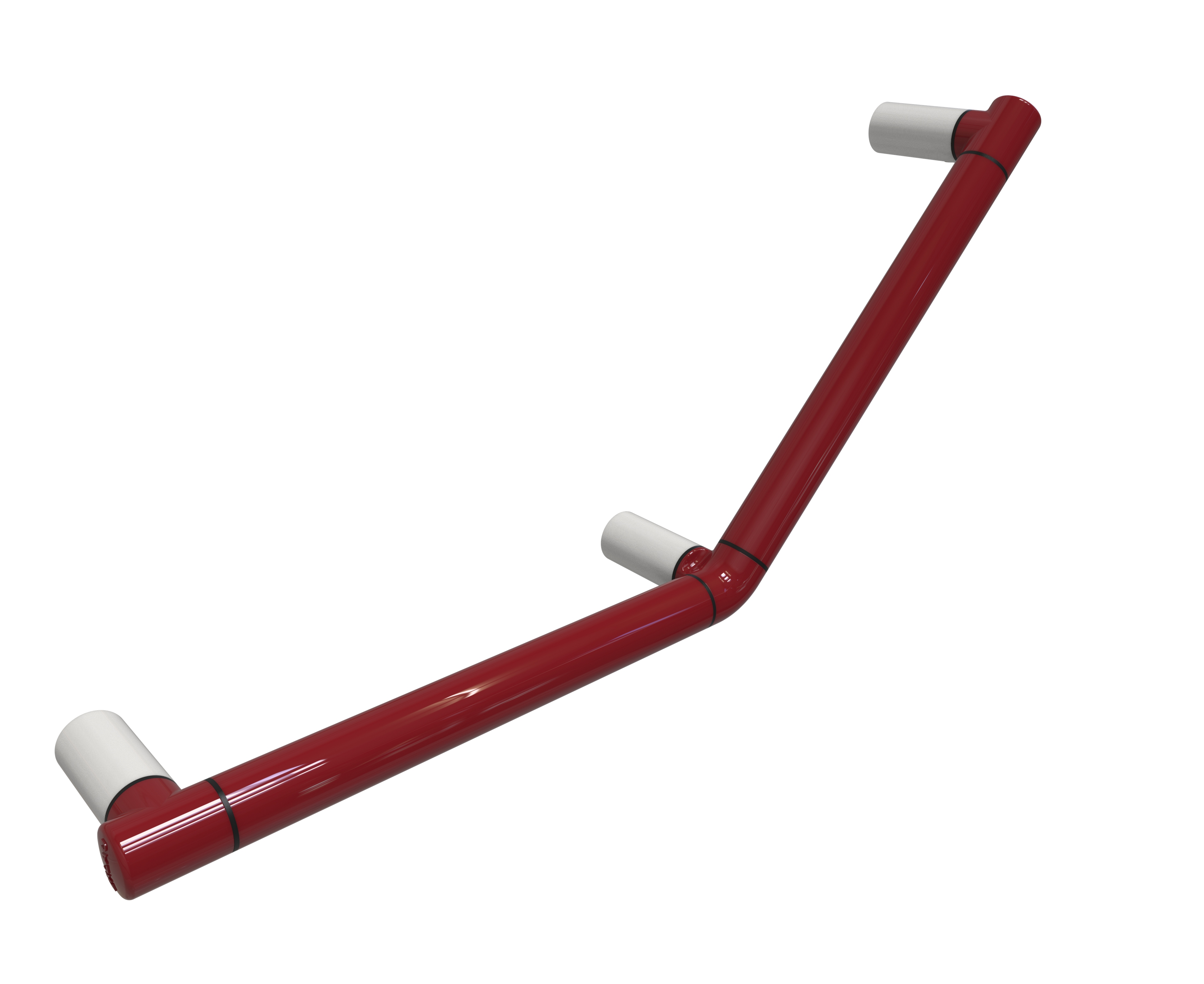 Erlau WG-R CL accessible corner grab rail in contrasting red and white