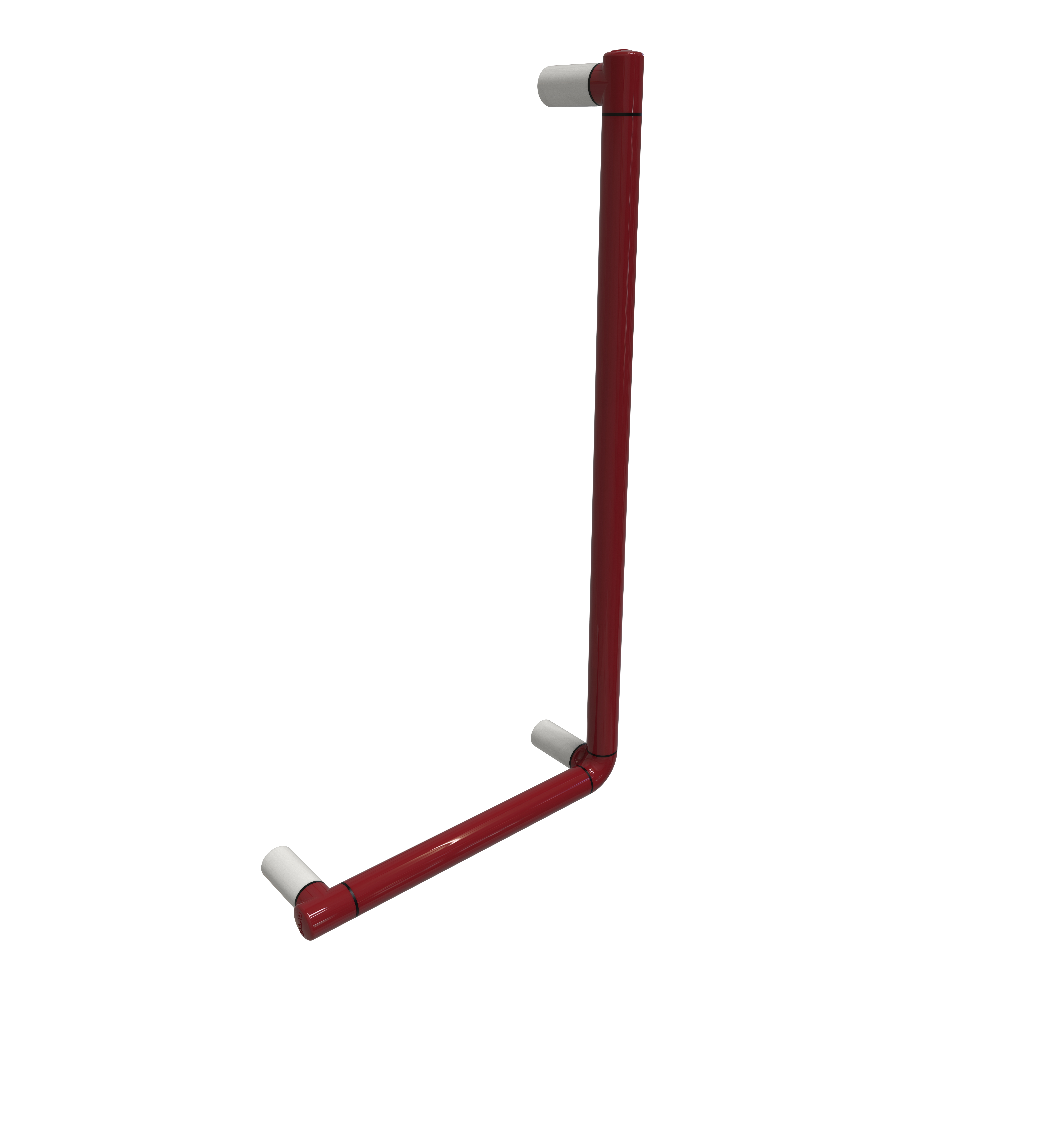Erlau WG-R CL accessible corner grab rail in contrasting red and white