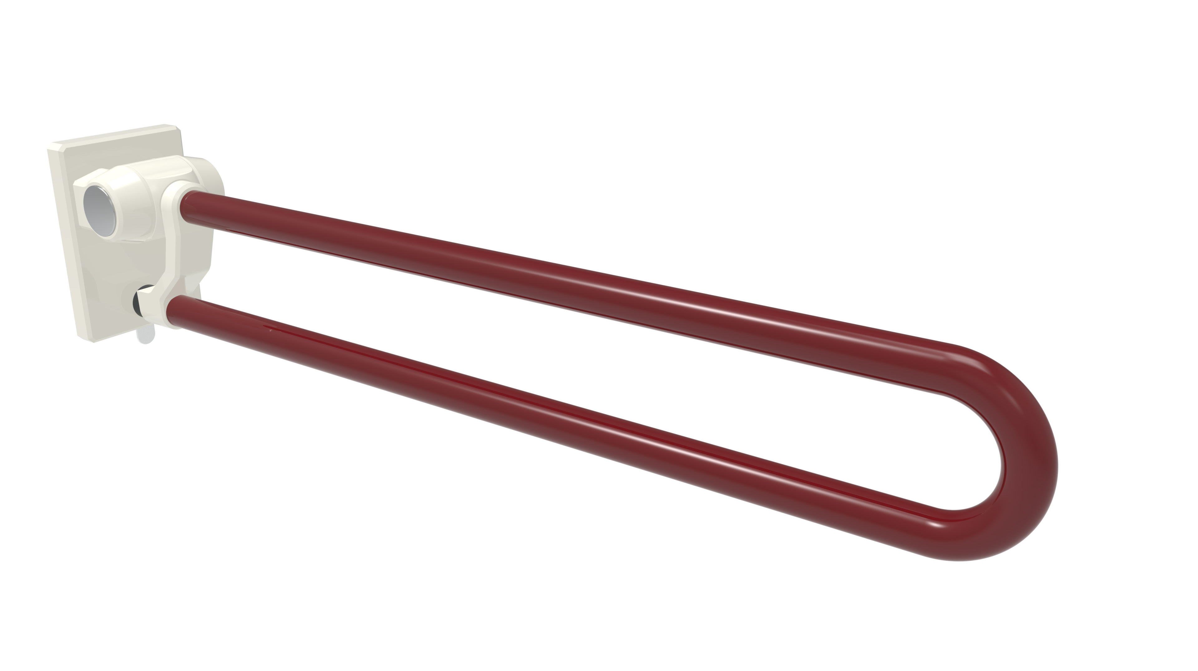 XSK CL accessible hinged support rail for the toilet, in contrasting red and white, by Erlau