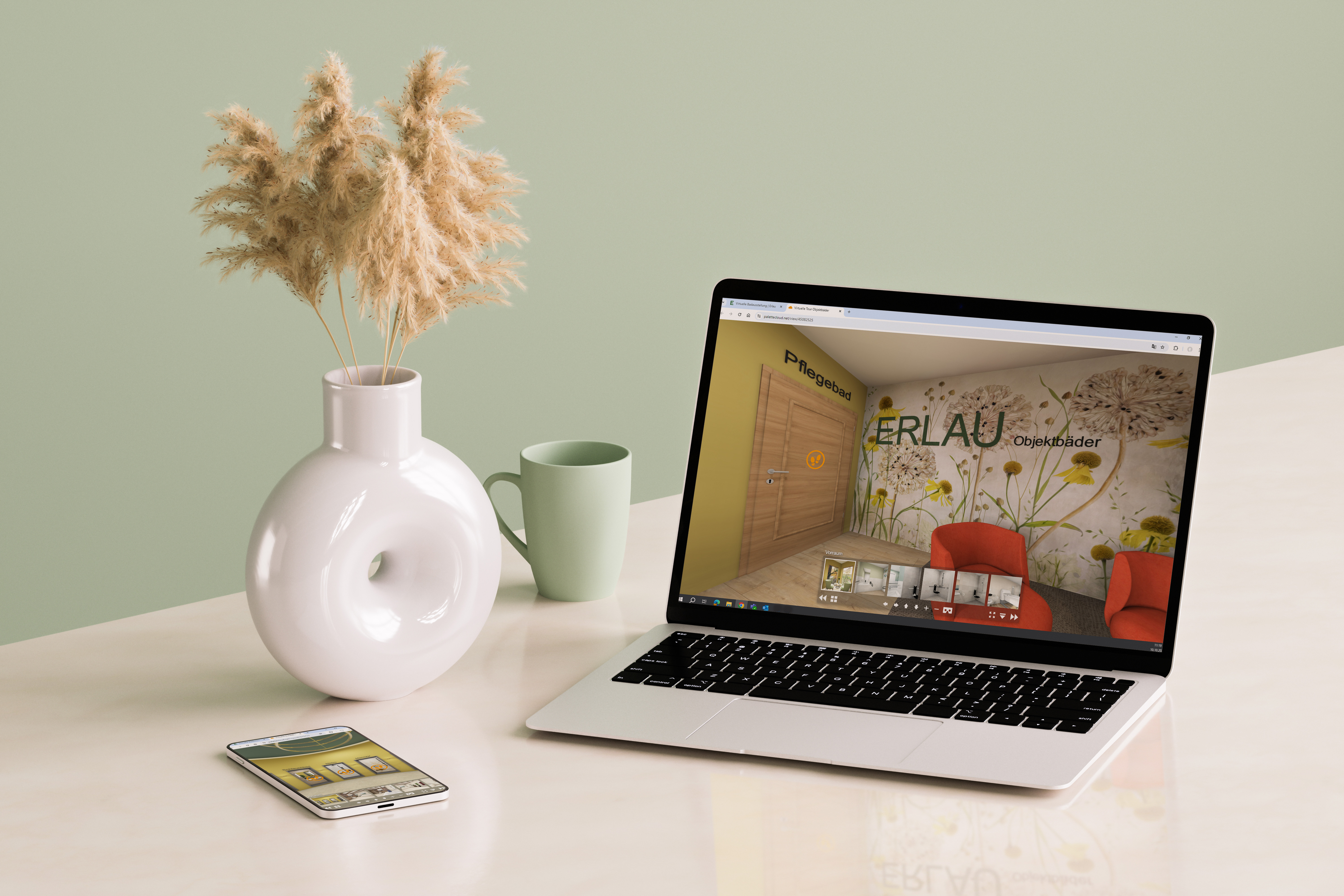 Virtuelle Badausstellung der Marke Erlau für Desktop und Mobile